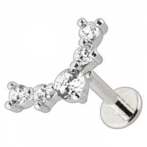 Helix-Piercing Stahl 316L Metallisiert V 5 Strass CZ Wei&szlig; Rund