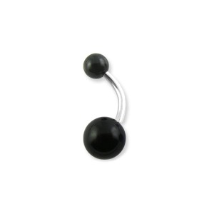 Black Acrylic Navel Belly Bar Button Ring w/ Balls