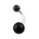 Black Acrylic Navel Belly Bar Button Ring w/ Balls