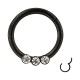 Black Anodized 3 White Strass Clicker Ring with Hinge