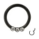 Daith-Piercing Clicker-Ring 3 Weiße Strasssteine Eloxiert Schwarz Scharnier