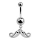 Mustache Pendant 316L Steel Belly Button Ring