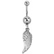 Large Wing Pendant 316L Steel Belly Button Ring