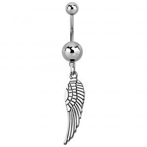 Thin Wing Pendant 316L Steel Belly Button Ring