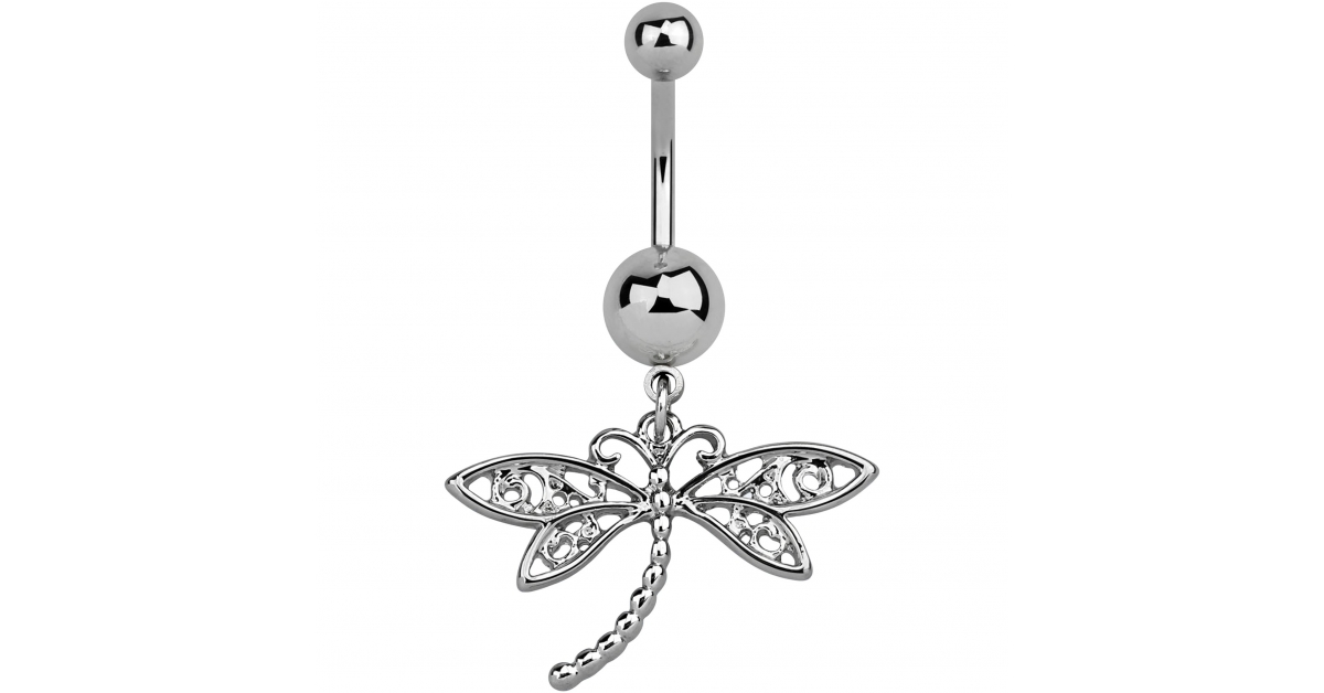 Quality Gold 14k 14 Gauge CZ Dragonfly Dangle Belly Ring BD141 - Emerald  City Jewelers