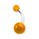 Transparent Orange Acrylic Belly Bar Navel Button Ring w/ Balls