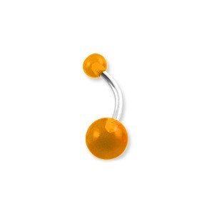 Bauchnabelpiercing Acryl Transparent Orange Kugeln