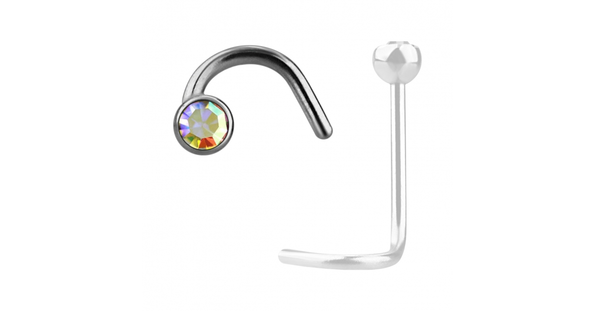 Stud De Nez En L Titane Et Cristal Trinity - SLTS003