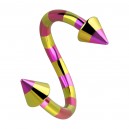 Spiral-Piercing Gestreifte Biene Gelb / Rosa Spitzen