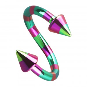Spiral-Piercing Gestreifte Biene Rosa / Gr&uuml;n Spitzen