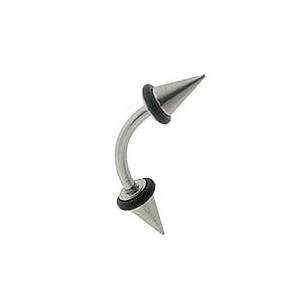 Eyebrow Curved Bar 316L Surgical Steel Ring w/ Spikes and O Rings