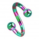 Spiral-Piercing Gestreifte Biene Rosa / Grün Kugeln