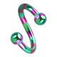 Balls Pink/Green Bee Striped Twisted Barbell Piercing