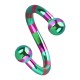Spiral-Piercing Gestreifte Biene Rosa / Gr&uuml;n Kugeln