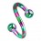 Piercing Espiral Rayado Abeja Rosa / Verde Bolas