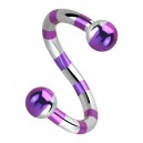 Spiral-Piercing Gestreifte Biene Lila Kugeln