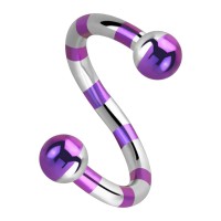 Balls Purple Bee Striped Twisted Barbell Piercing
