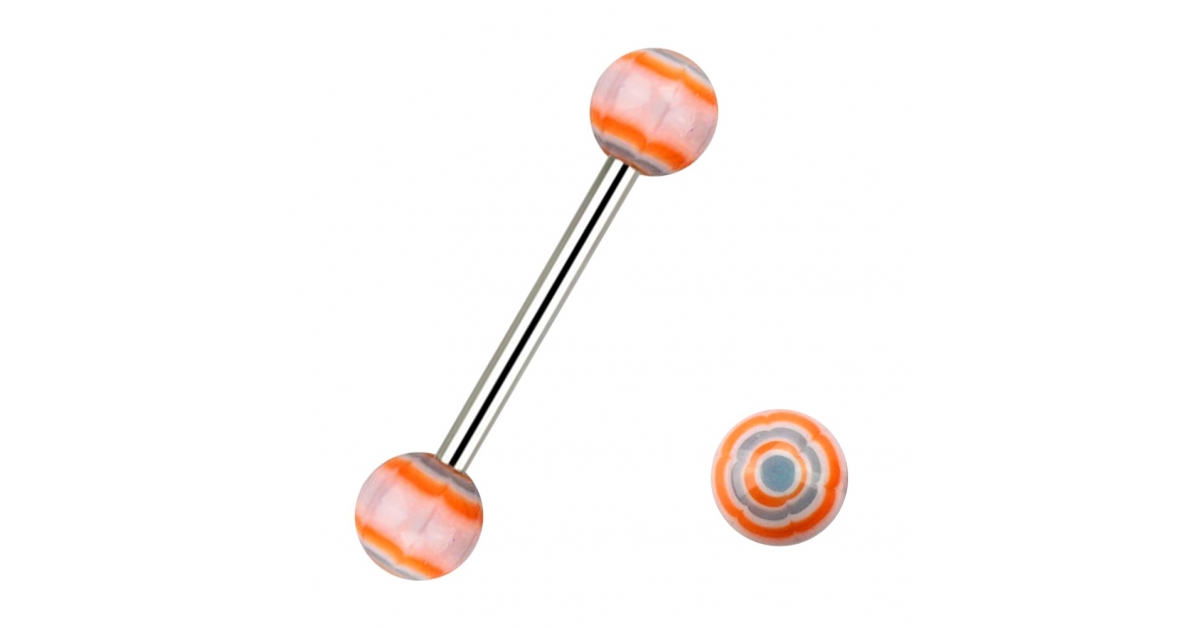 Lot 10 Piercings Langue Ou Téton Acrylique 1.6mm X 16mm – Barbell Couleurs Unies, 6mm Boules