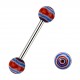 Red / Blue Aztec Acrylic Tongue Barbell Ring