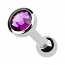 Purple 4mm Strass 316L Surgical Steel Cartilage Piercing Ring