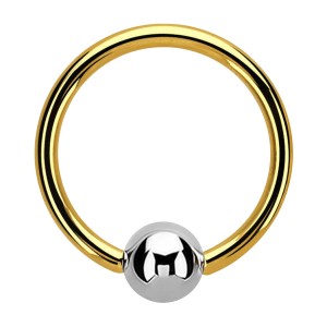 BCR-Piercing-Ring  Eloxiert Golden mit Kugel Metallisiert