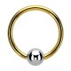 BCR-Piercing-Ring Eloxiert Golden mit Kugel Metallisiert