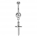 Sword Pendant 316L Steel Belly Button Ring