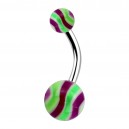 Purple/Green Bonbon Acrylic Belly Bar Navel Button Ring