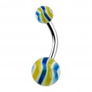 Blue/Yellow Bonbon Acrylic Belly Bar Navel Button Ring