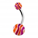 Orange/Purple Bonbon Acrylic Belly Bar Navel Button Ring