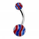 Blue/Red Bonbon Acrylic Belly Bar Navel Button Ring