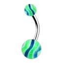 Blue/Green Bonbon Acrylic Belly Bar Navel Button Ring