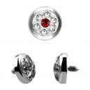 Strass Cristal 1 Point Rouge / Blanc pour Microdermal