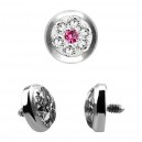 Strass Cristal 1 Point Rose / Blanc pour Piercing Microdermal