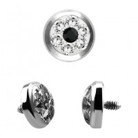 Strass Kristall 4 Punkt Schwarz / Weiß für Microdermal Piercing