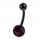 Dark Purple Strass Black Anodized 316L Steel Belly Button Ring