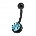 Light Turquoise Strass Black Anodized 316L Steel Belly Button Ring