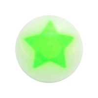 Boule Piercing Acrylique Etoile Astrale Verte / Blanc