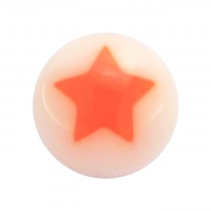 Boule Piercing Acrylique Etoile Astrale Orange / Blanc
