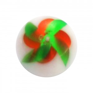 Boule de Piercing Acrylique Moulin à Vent Vert / Orange