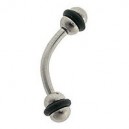Eyebrow Curved Bar 316L Surgical Steel Ring w/ Balls and O Rings