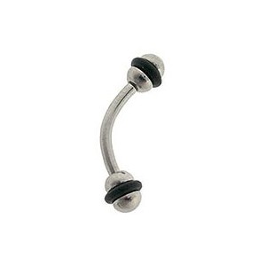 Eyebrow Curved Bar 316L Surgical Steel Ring w/ Balls and O Rings