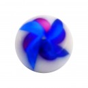 Bola de Piercing Acrílico Molino de Viento Azul / Rosa