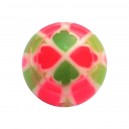 Bola Piercing Acrílico Mosaico Oriental Rosa / Verde