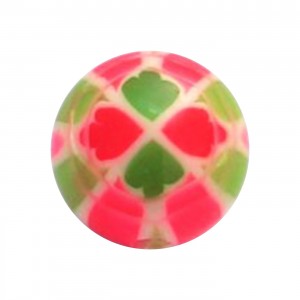 Bola Piercing Acrílico Mosaico Oriental Rosa / Verde