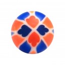 Bola Piercing Acrílico Mosaico Oriental Naranja / Azul