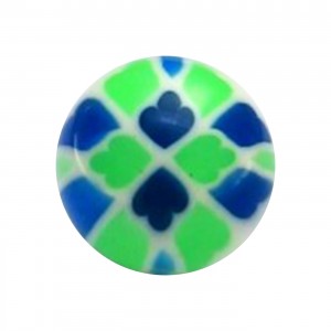 Bola Piercing Acrílico Mosaico Oriental Azul / Verde