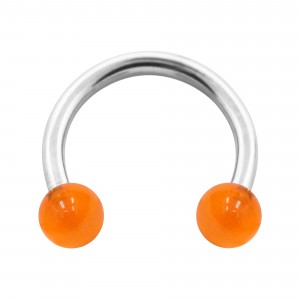 Hufeisen-Piercing Acryl Orange Transparent Kugeln