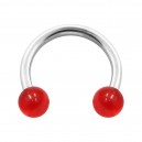 Hufeisen-Piercing Acryl Rot Transparent Kugeln