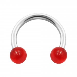 Hufeisen-Piercing Acryl Rot Transparent Kugeln
